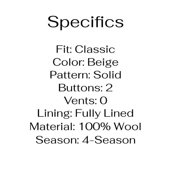 Andrew Davis 42R 35x29 Beige Solid 2-Button Suit R756 - Picture 5 of 15